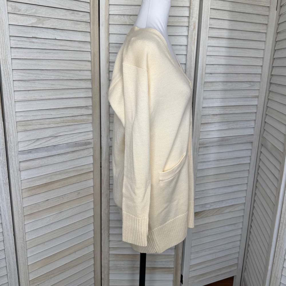 Classiques Entier Cream Sweater Merino‎ Wool V-Neck Long Cardigan XS - Picture 3 of 11